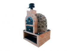 HORNO CON HORNILA CON MESA INTEGRADA A JUEGO 1 SOLO BLOQUE PIEDRA GRANITO MUSGO ROBUSTA LADRILO SALMON RUSTIC ARTESANO REFARCTARIO SALMON  